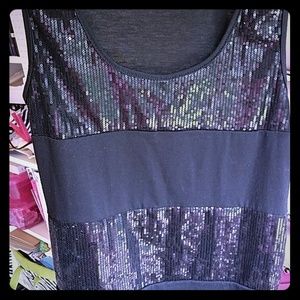 Black Sequined Sleeveless Top Size Small